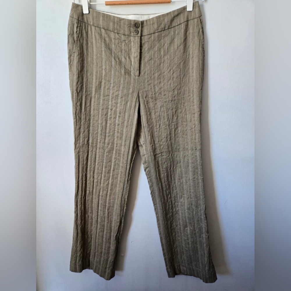 BLU'S Vintage Linen And Cotton Tan Striped Pants